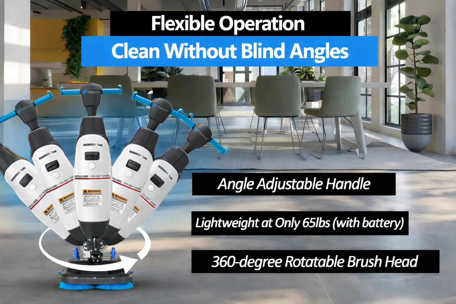 PLCC430BN Cordless Commercial Micro Dual Brush Floor Cleaner, Scrubber and Buffer