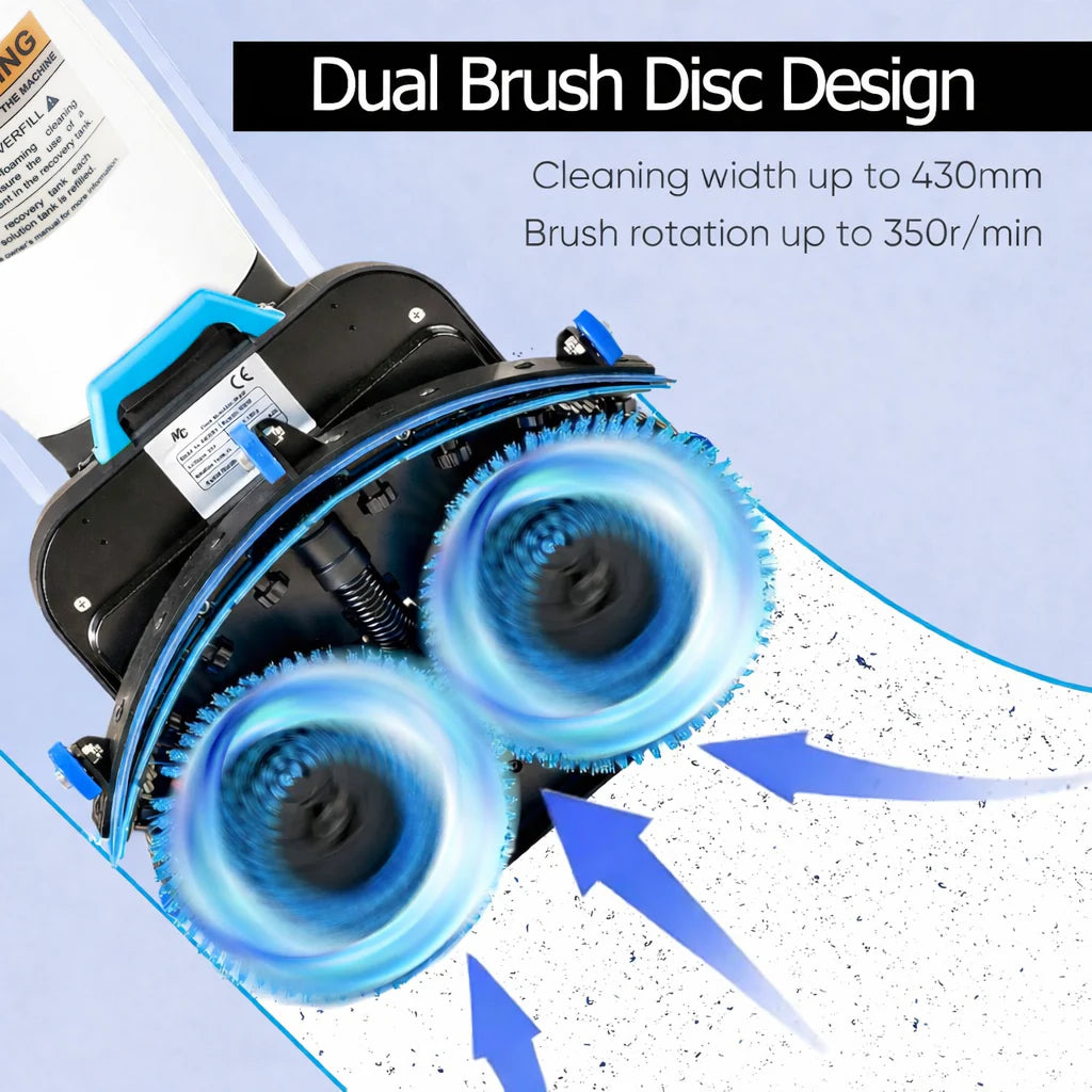 PLCC430BN Cordless Commercial Micro Dual Brush Floor Cleaner, Scrubber and Buffer
