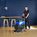 Prolux PLCC460S 18" Cordless Commercial Walk Behind Floor Cleaner, Scrubber and Buffer in use wood floor blue background

