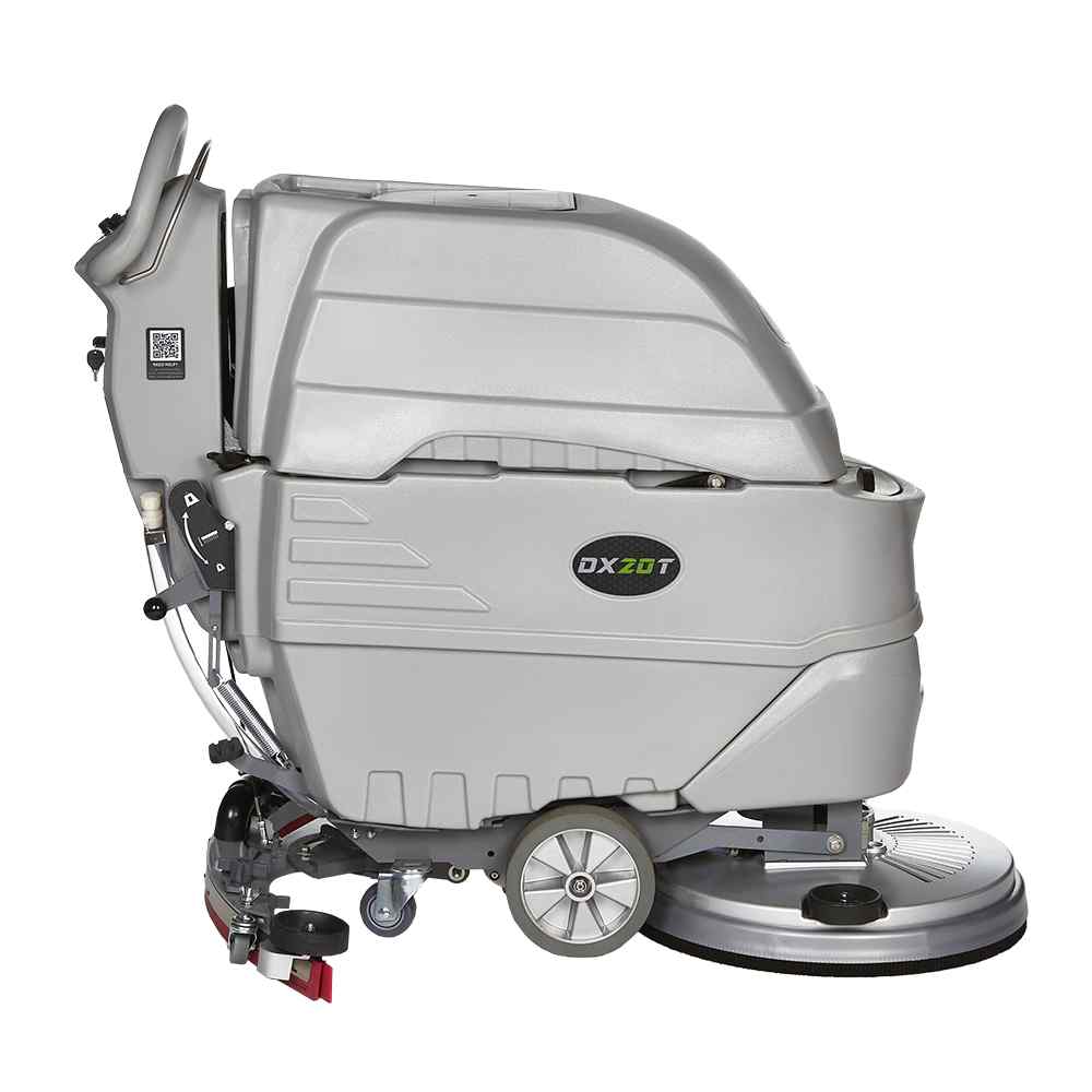 ONYX DX20T 20 inch battery walk-behind traction drive floor scrubber side logo view