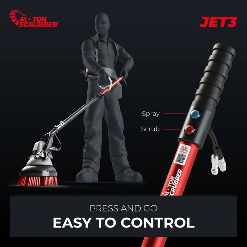 MotorScrubber JET3 Spray-Scrub Floor Cleaning Machine easy to control button close up photo