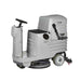 ONYX RX20 20 inch ride-on battery floor scrubber side view with hose and tank
